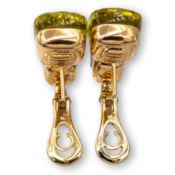 Rare Pomellato Nudo 18K Rose Gold Lemon Quartz and Diamond Clip Earrings