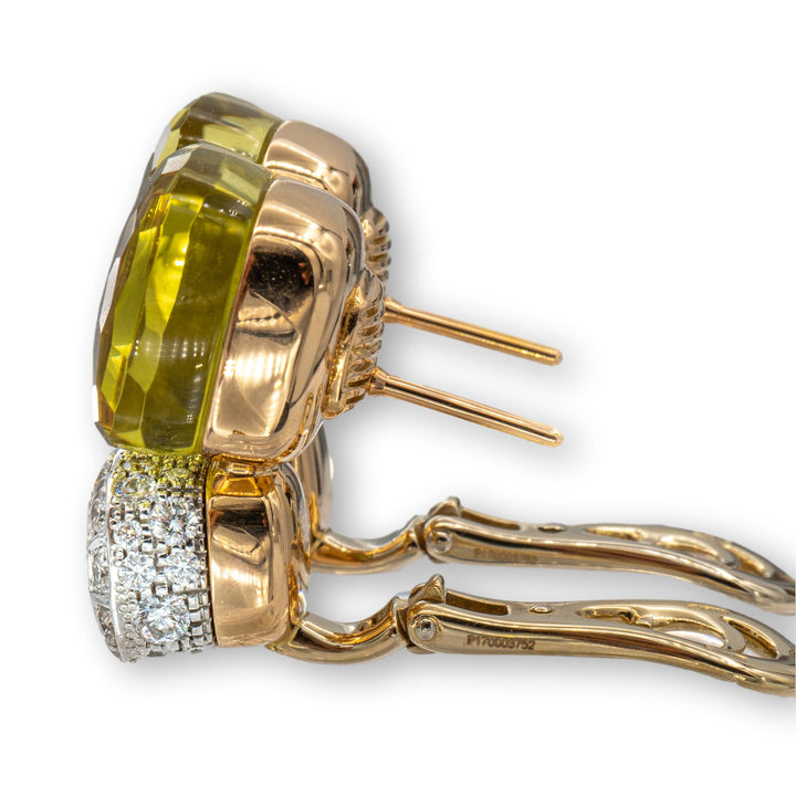 Rare Pomellato Nudo 18K Rose Gold Lemon Quartz and Diamond Clip Earrings