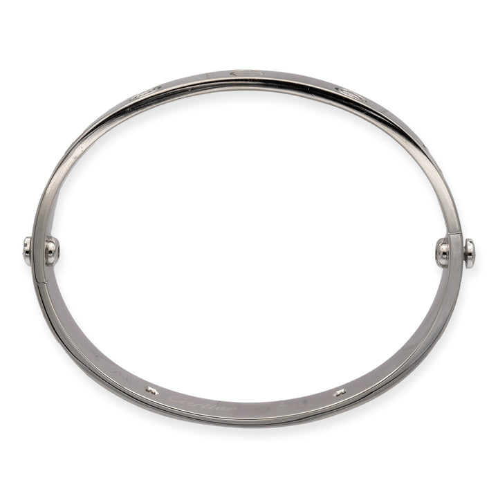 Cartier 18K White Gold Love Bracelet Bangle 4 Diamonds Size 16
