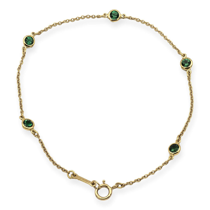 Tiffany & Co. 18K Yellow Gold Elsa Peretti Color by the Yard Emerald Bracelet 7"