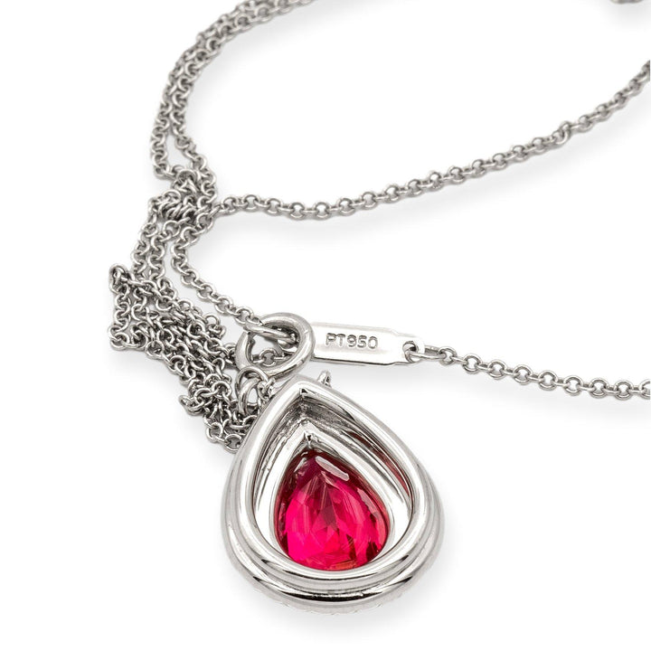 Tiffany & Co. Platinum Soleste Pear Shape Rubellite Diamond Pendant Necklace