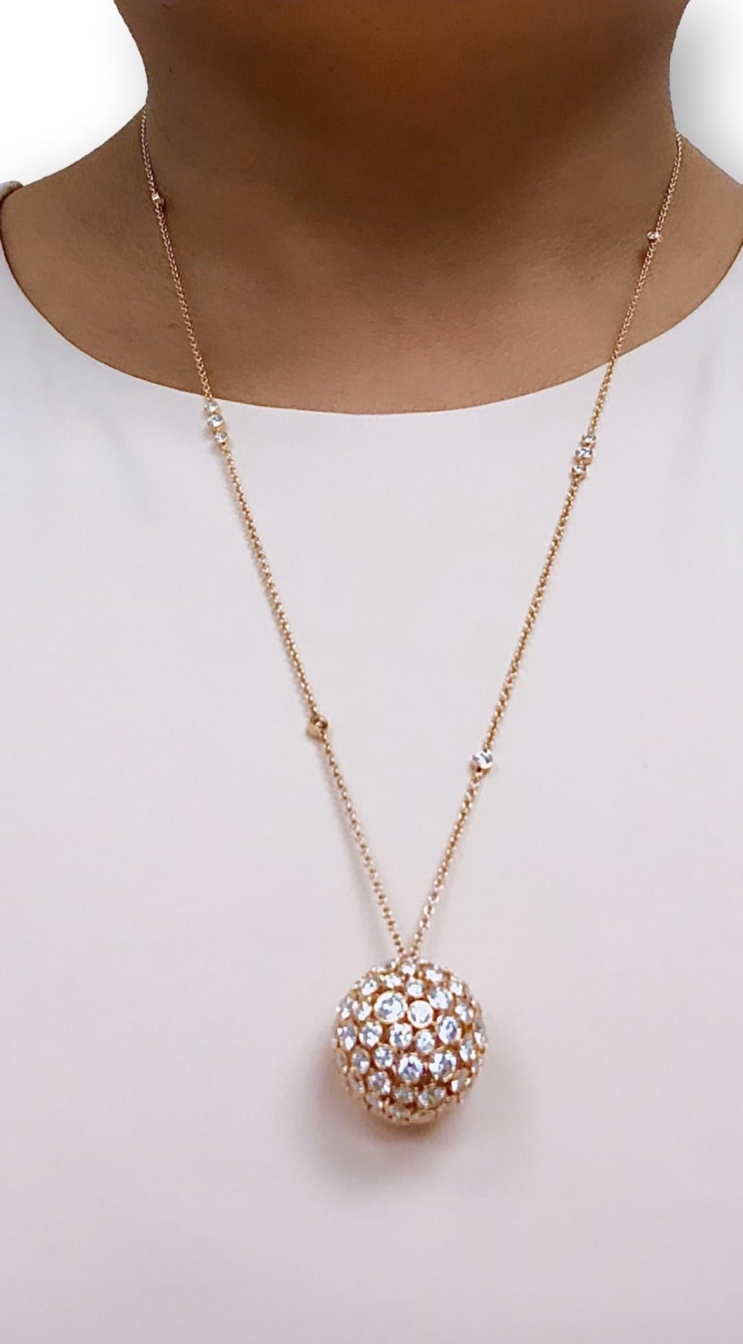 Rare Tiffany & Co. 18 Karat Rose Gold Round Diamond Prism Pendant 24" long