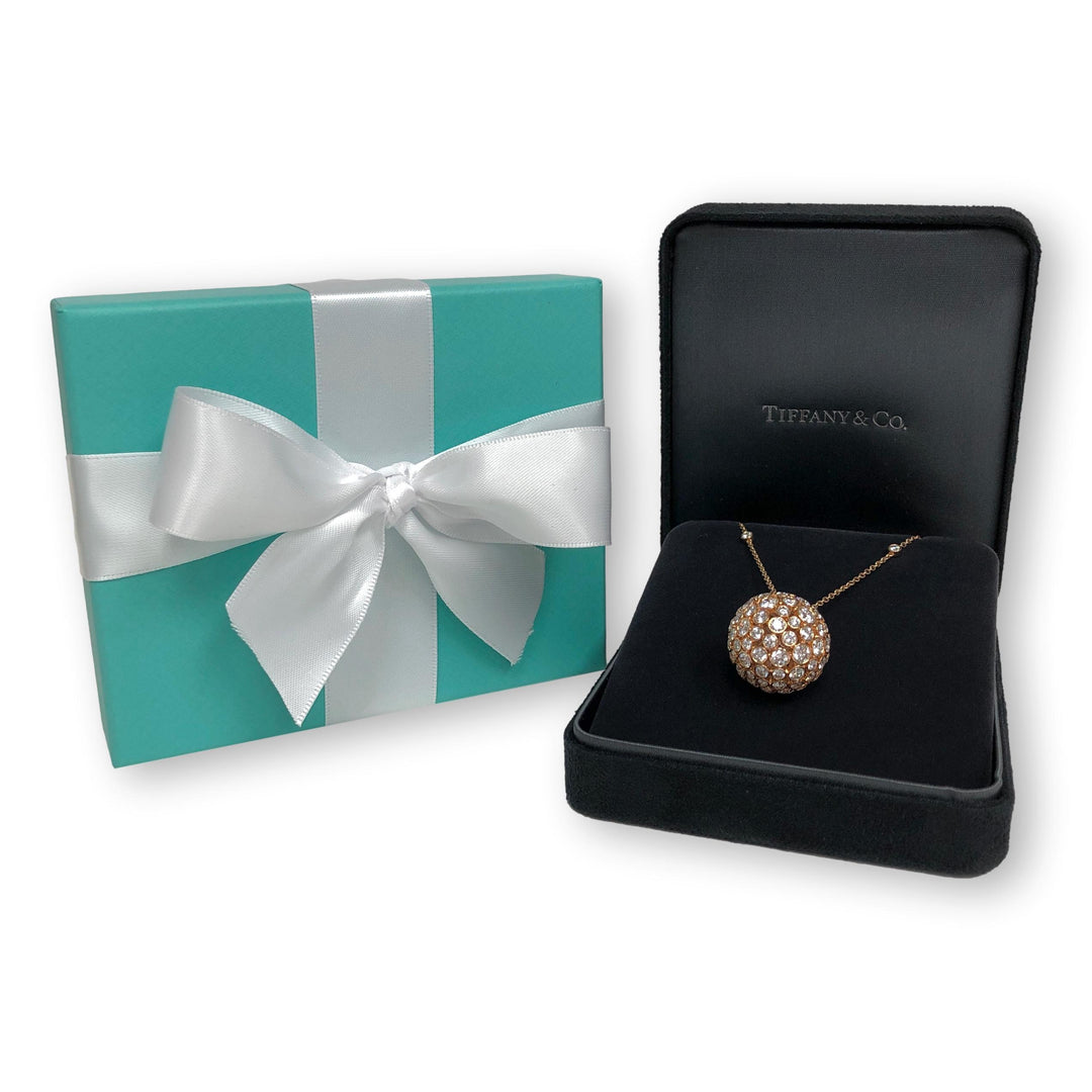 Rare Tiffany & Co. 18 Karat Rose Gold Round Diamond Prism Pendant 24" long