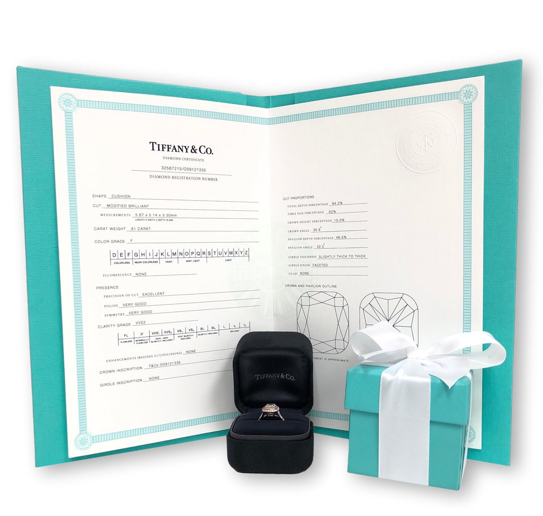 Tiffany and Co. Soleste Diamond Engagement Ring Fancy Pink Diamonds Platinum and Rose Gold .81CT FVVS2
