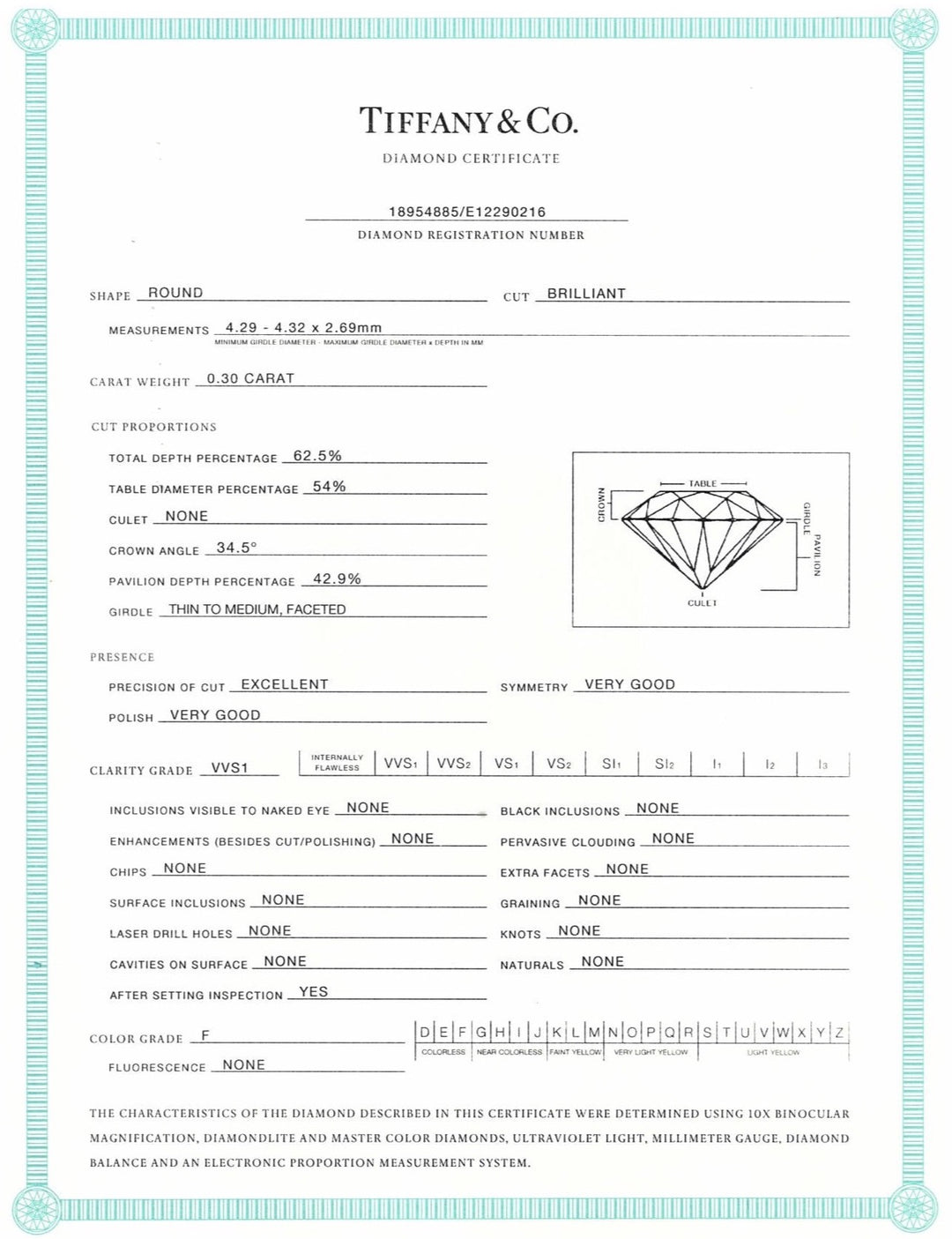 Tiffany and Co. Etoile Platinum Round Diamond Engagement Ring .30ct FVVS1