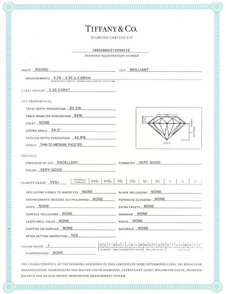 Tiffany and Co. Etoile Platinum Round Diamond Engagement Ring .30ct FVVS1