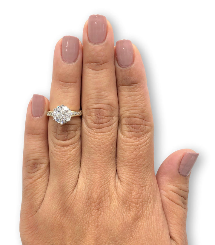 Vintage Tiffany and Co. 18K Yellow Gold Platinum Channel Set Round Diamond Engagement Ring 2.69Cts. FVVS1