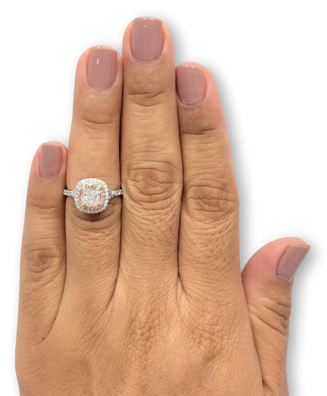 Tiffany and Co. Soleste Diamond Engagement Ring Fancy Pink Diamonds Platinum and Rose Gold .81CT FVVS2