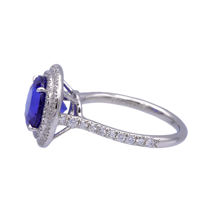Tiffany & Co. Platinum Double Soleste Round Shape 3ct Tanzanite Diamond Ring