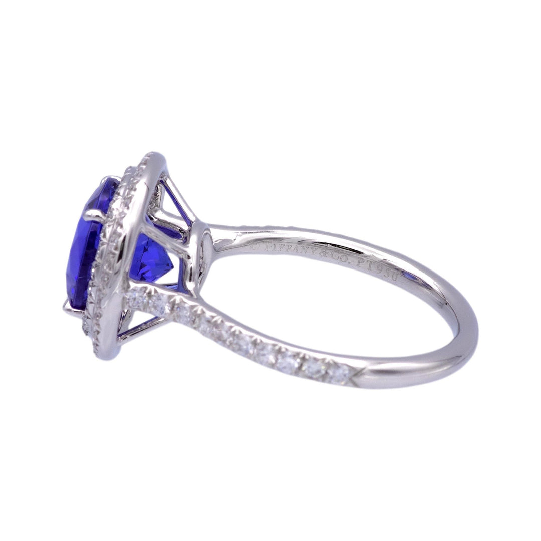 Tiffany & Co. Platinum Double Soleste Round Shape 3ct Tanzanite Diamond Ring