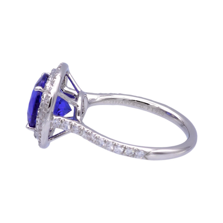 Tiffany & Co. Platinum Double Soleste Round Shape 3ct Tanzanite Diamond Ring