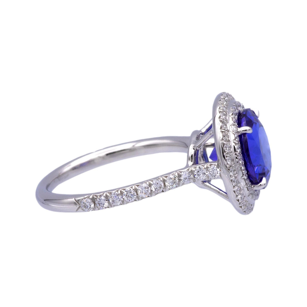 Tiffany & Co. Platinum Double Soleste Round Shape 3ct Tanzanite Diamond Ring