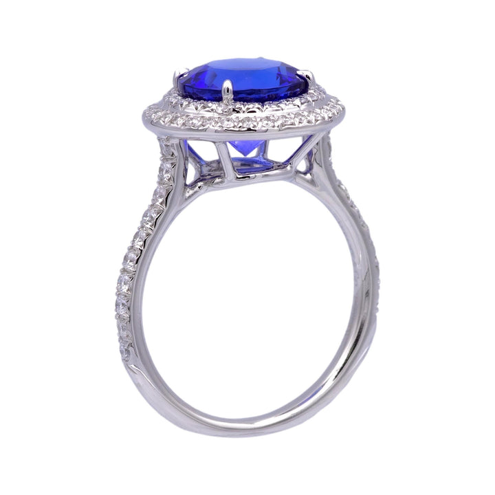 Tiffany & Co. Platinum Double Soleste Round Shape 3ct Tanzanite Diamond Ring
