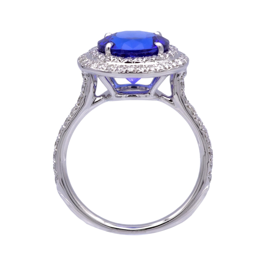Tiffany & Co. Platinum Double Soleste Round Shape 3ct Tanzanite Diamond Ring