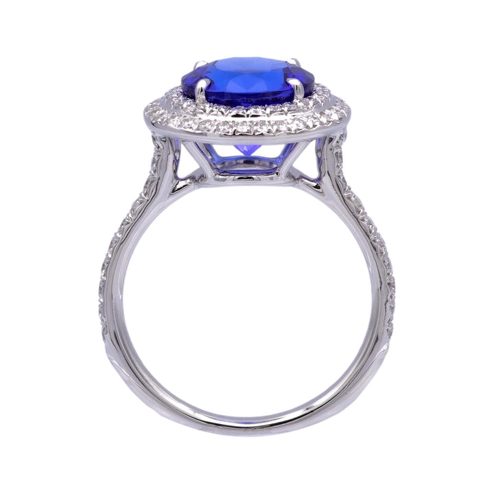 Tiffany & Co. Platinum Double Soleste Round Shape 3ct Tanzanite Diamond Ring