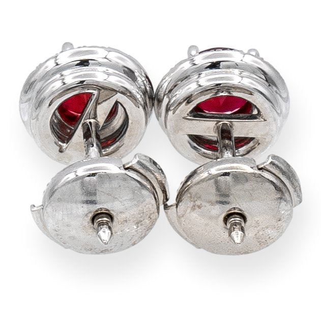 Tiffany & Co. Platinum Soleste Round Ruby and Diamond Stud Earrings