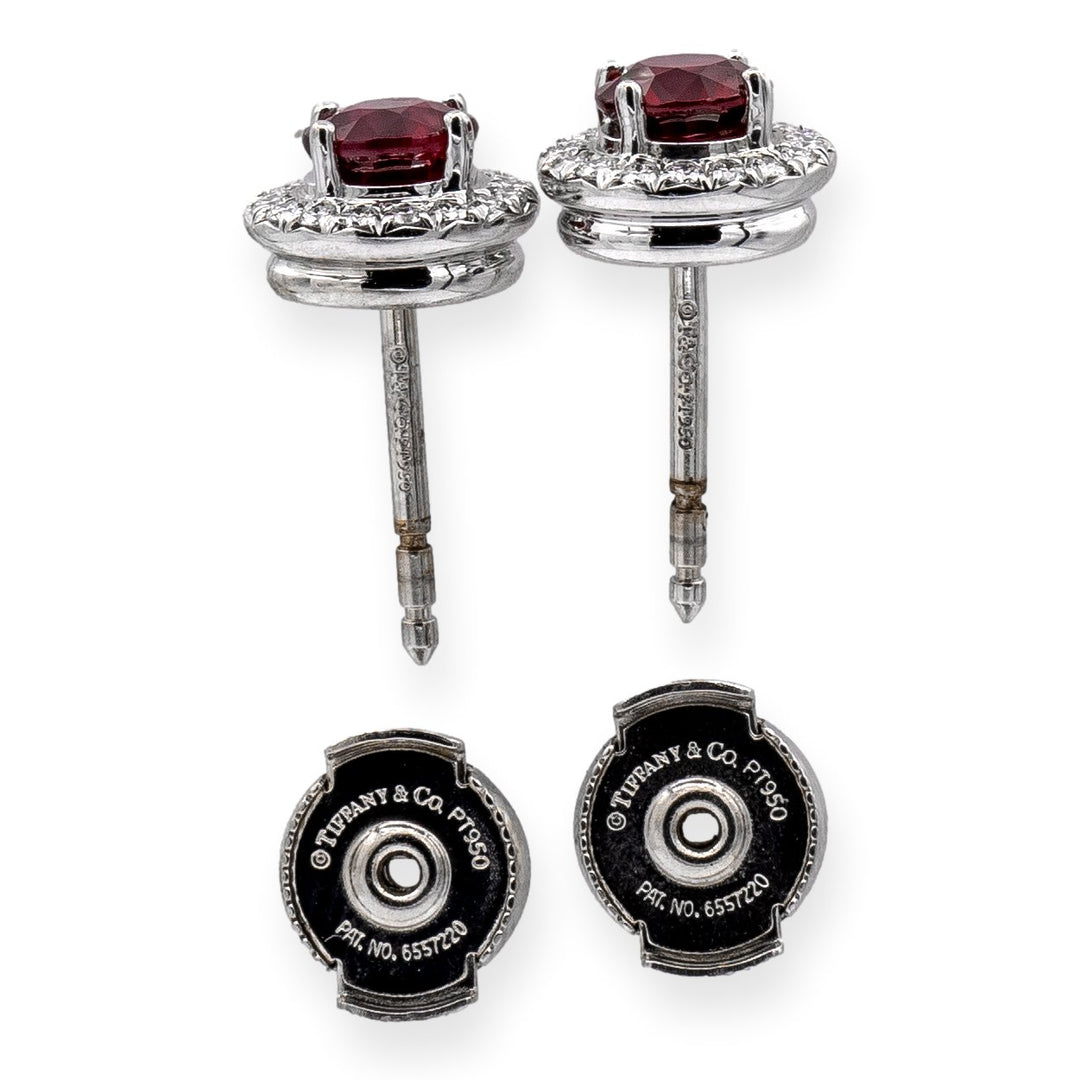Tiffany & Co. Platinum Soleste Round Ruby and Diamond Stud Earrings