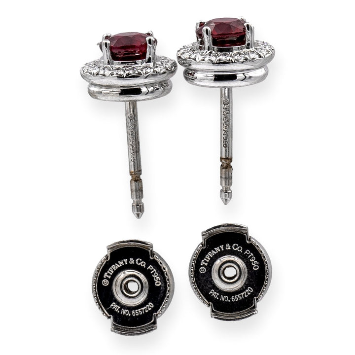 Tiffany & Co. Platinum Soleste Round Ruby and Diamond Stud Earrings