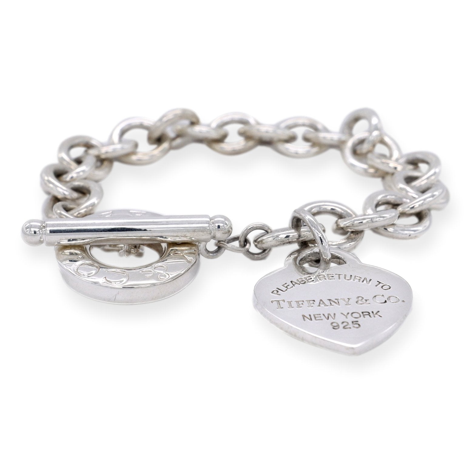 Tiffany & Co.: Please Return to Tiffany & Co Sterling Silver Round Charm Bracelet 8