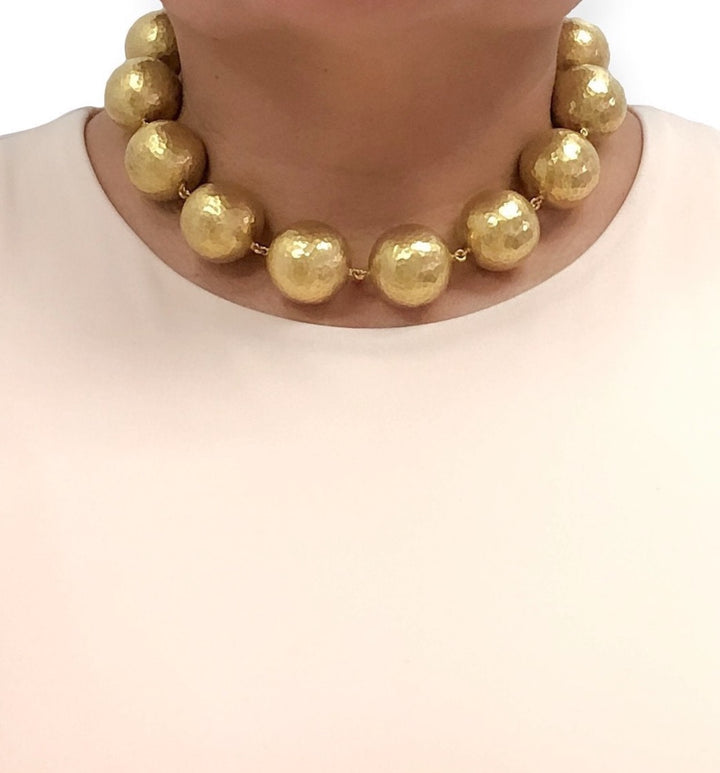 Vintage Tiffany & Co. Paloma Picasso 18K Gold Hammered Ball Choker Necklace 17"