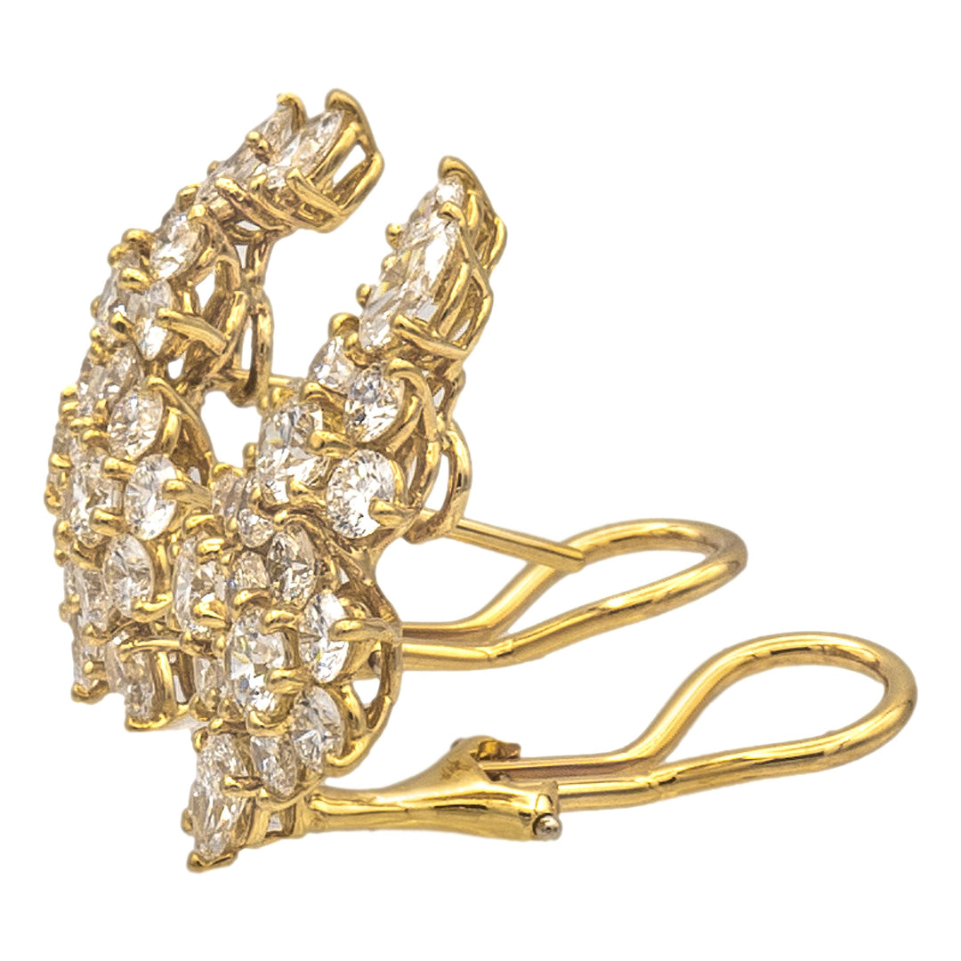 Tiffany & Co. 18K Yellow Gold Flower Round Diamond 5.13ct Cluster Clip Earrings