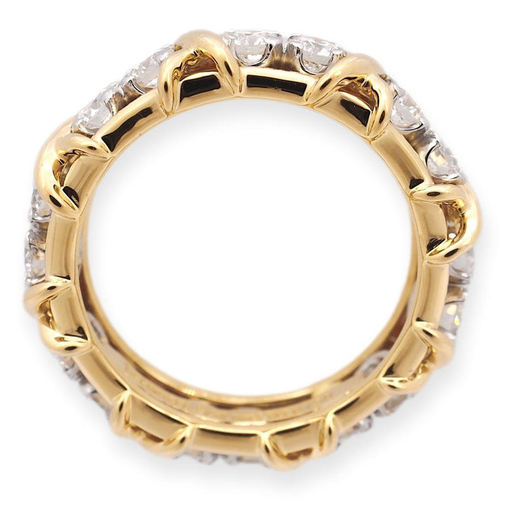 Tiffany & Co. Platinum and 18KY Gold Schlumberger 16 Stone Diamond X Ring Size 6