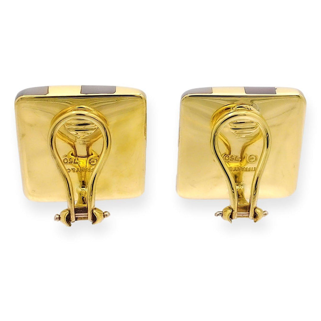 Tiffany & Co. A. Cummings 18K Yellow Gold Mother Of Pearl Square Clip Earrings