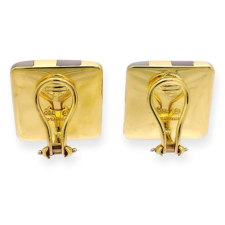 Tiffany & Co. A. Cummings 18K Yellow Gold Mother Of Pearl Square Clip Earrings