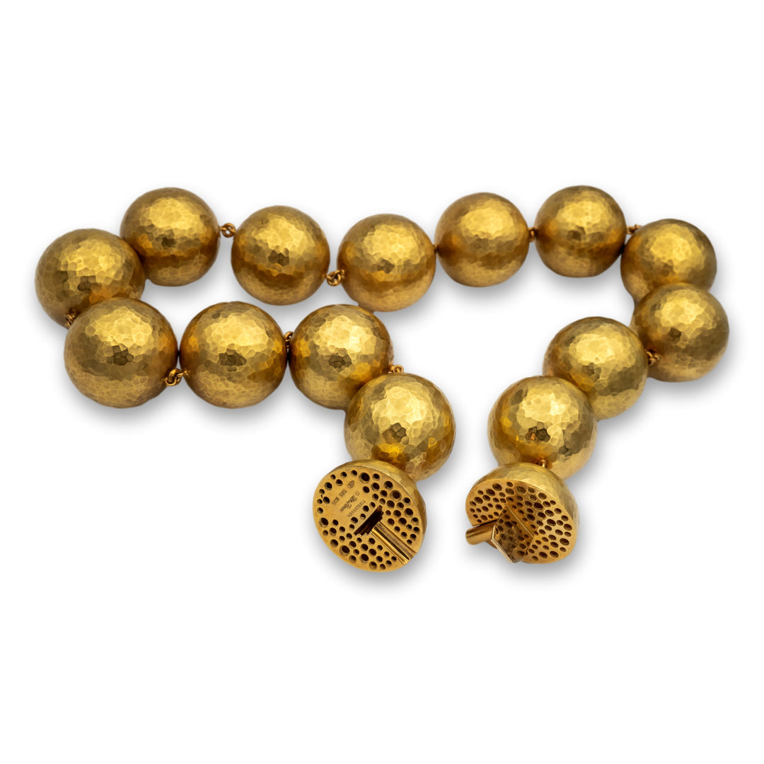 Vintage Tiffany & Co. Paloma Picasso 18K Gold Hammered Ball Choker Necklace 17"