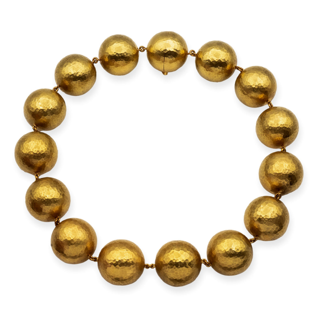 Vintage Tiffany & Co. Paloma Picasso 18K Gold Hammered Ball Choker Necklace 17"