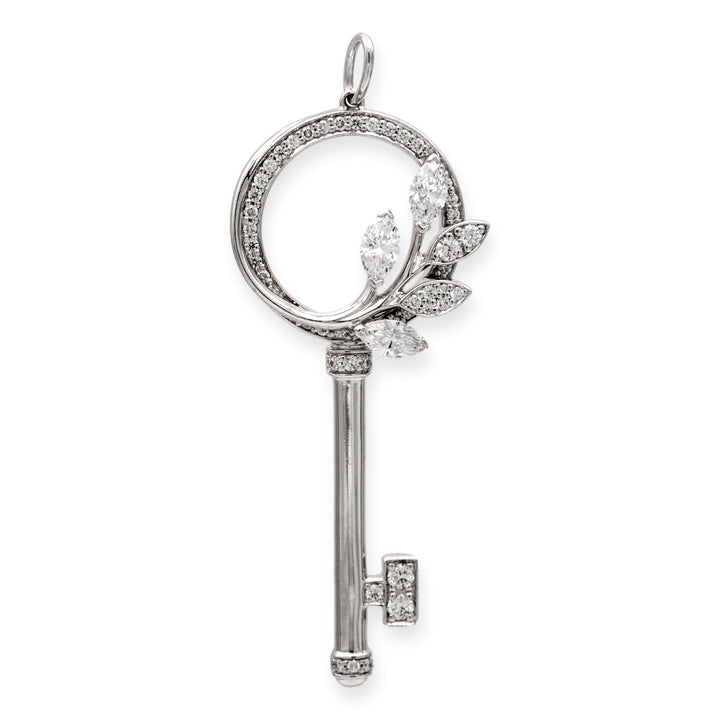 Tiffany & Co. Platinum Victoria Diamond Vine Key Circle Pendant Medium
