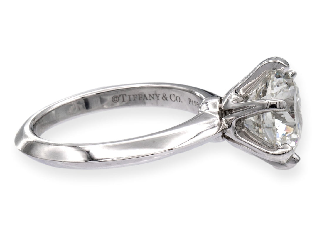 Tiffany & Co. Platinum Round Diamond Solitaire Engagement Ring 3.24 Ct IVS1