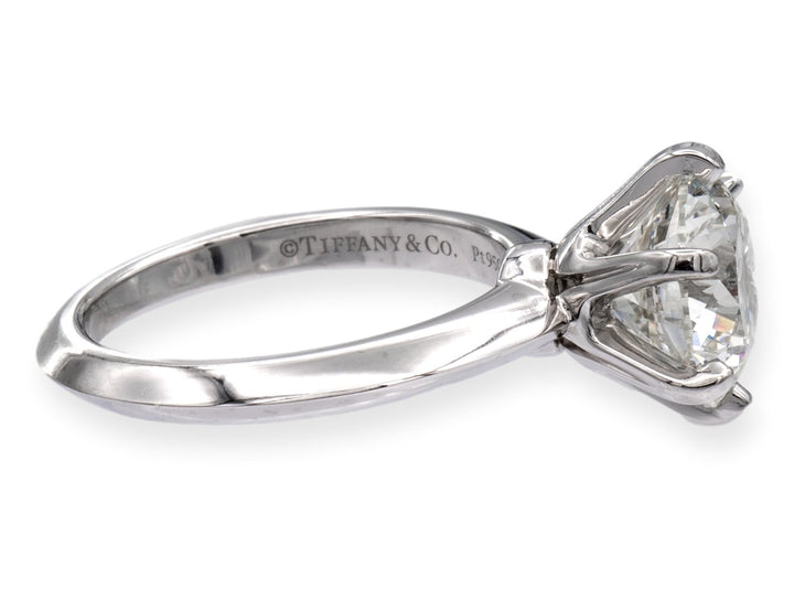 Tiffany & Co. Platinum Round Diamond Solitaire Engagement Ring 3.24 Ct IVS1
