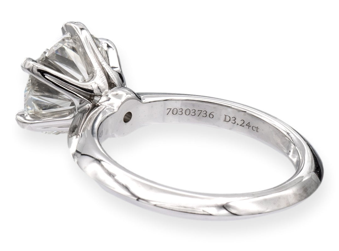 Tiffany & Co. Platinum Round Diamond Solitaire Engagement Ring 3.24 Ct IVS1