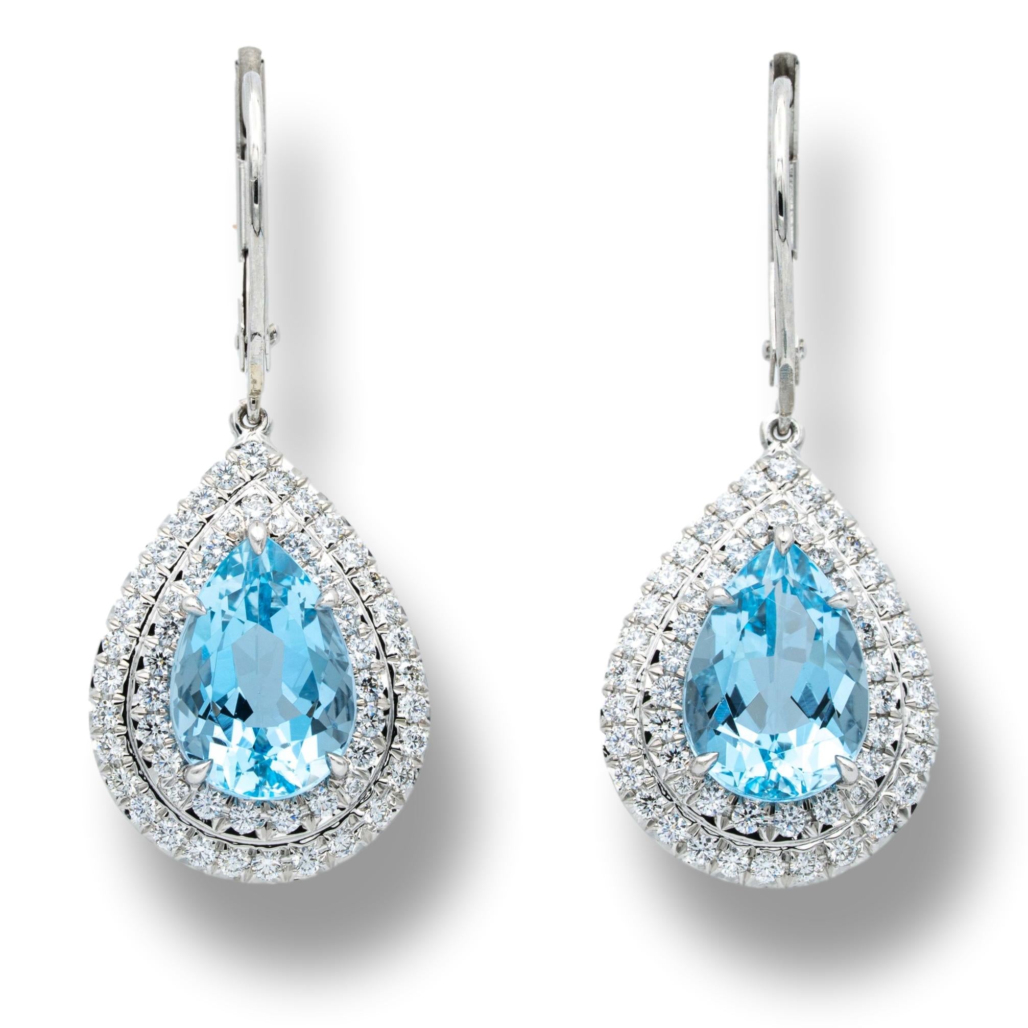 Tiffany & Co. Soleste 3 ct Aquamarine and Diamond Drop Earrings in