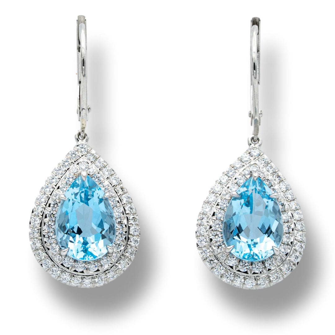Tiffany & Co. Soleste 3 ct Aquamarine and Diamond Drop Earrings in Platinum