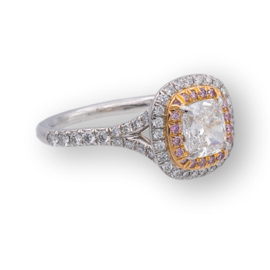 Tiffany and Co. Soleste Diamond Engagement Ring Fancy Pink Diamonds Platinum and Rose Gold .81CT FVVS2
