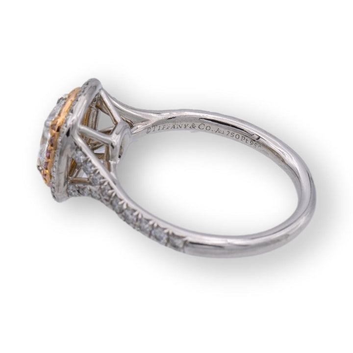 Tiffany and Co. Soleste Diamond Engagement Ring Fancy Pink Diamonds Platinum and Rose Gold .81CT FVVS2