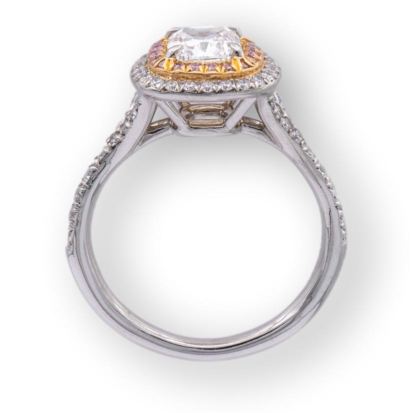Tiffany and Co. Soleste Diamond Engagement Ring Fancy Pink Diamonds Platinum and Rose Gold .81CT FVVS2