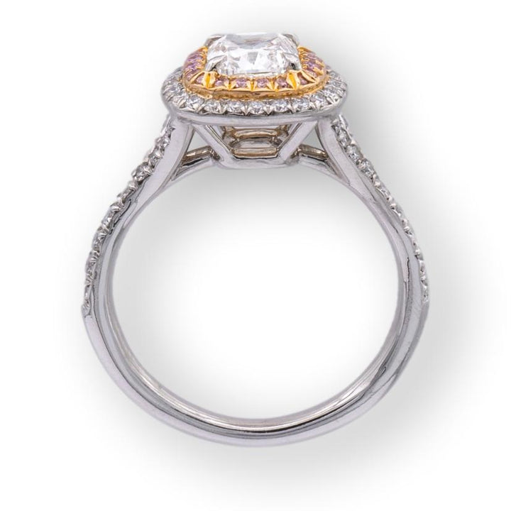 Tiffany and Co. Soleste Diamond Engagement Ring Fancy Pink Diamonds Platinum and Rose Gold .81CT FVVS2