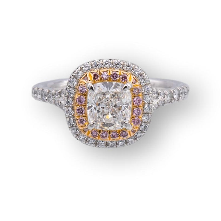 Tiffany and Co. Soleste Diamond Engagement Ring Fancy Pink Diamonds Platinum and Rose Gold .81CT FVVS2
