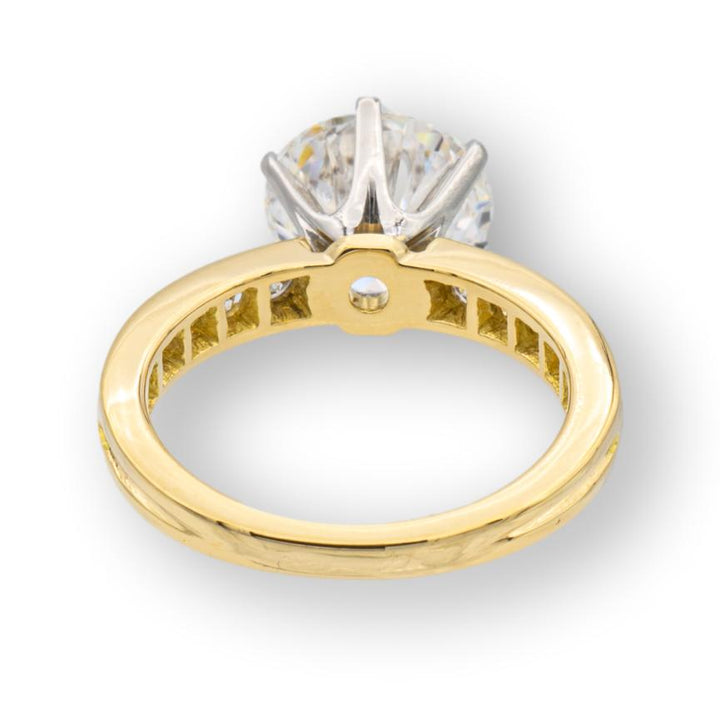 Vintage Tiffany and Co. 18K Yellow Gold Platinum Channel Set Round Diamond Engagement Ring 2.69Cts. FVVS1