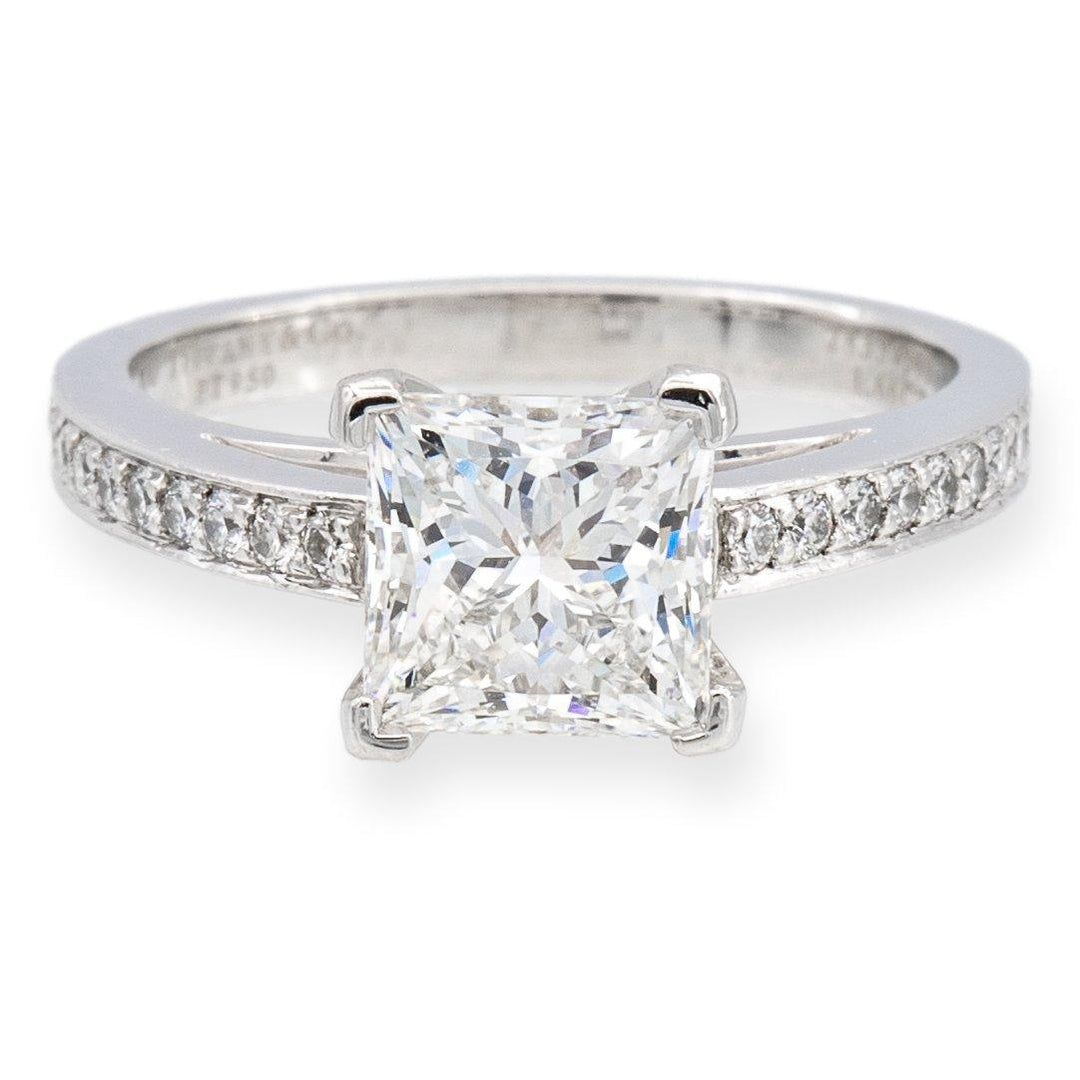 Tiffany & Co. Platinum Diamond Princess Engagement Ring 1.83ct TW GVVS1