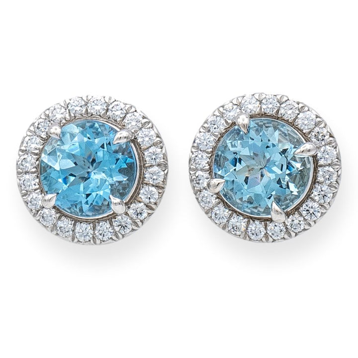 Tiffany & Co. Soleste Platinum Aquamarine and Diamond Stud Earrings