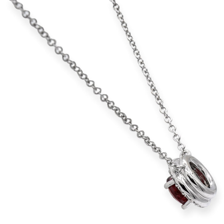 Tiffany & Co. Platinum Soleste Round Ruby and Diamond Pendant 16" Long