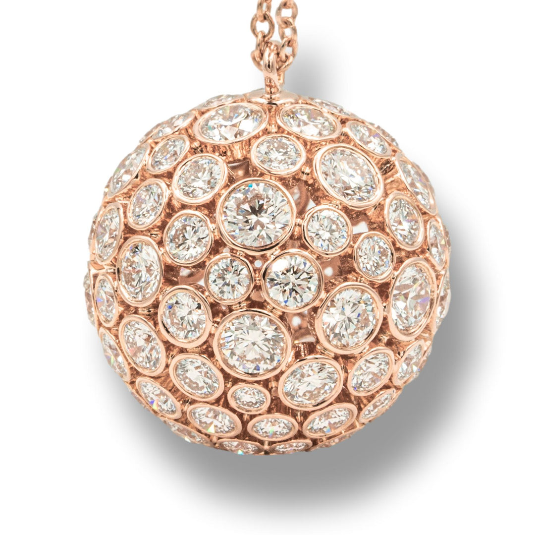 Rare Tiffany & Co. 18 Karat Rose Gold Round Diamond Prism Pendant 24" long