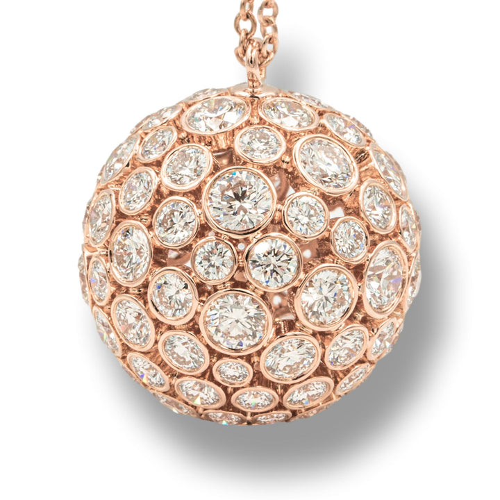 Rare Tiffany & Co. 18 Karat Rose Gold Round Diamond Prism Pendant 24" long