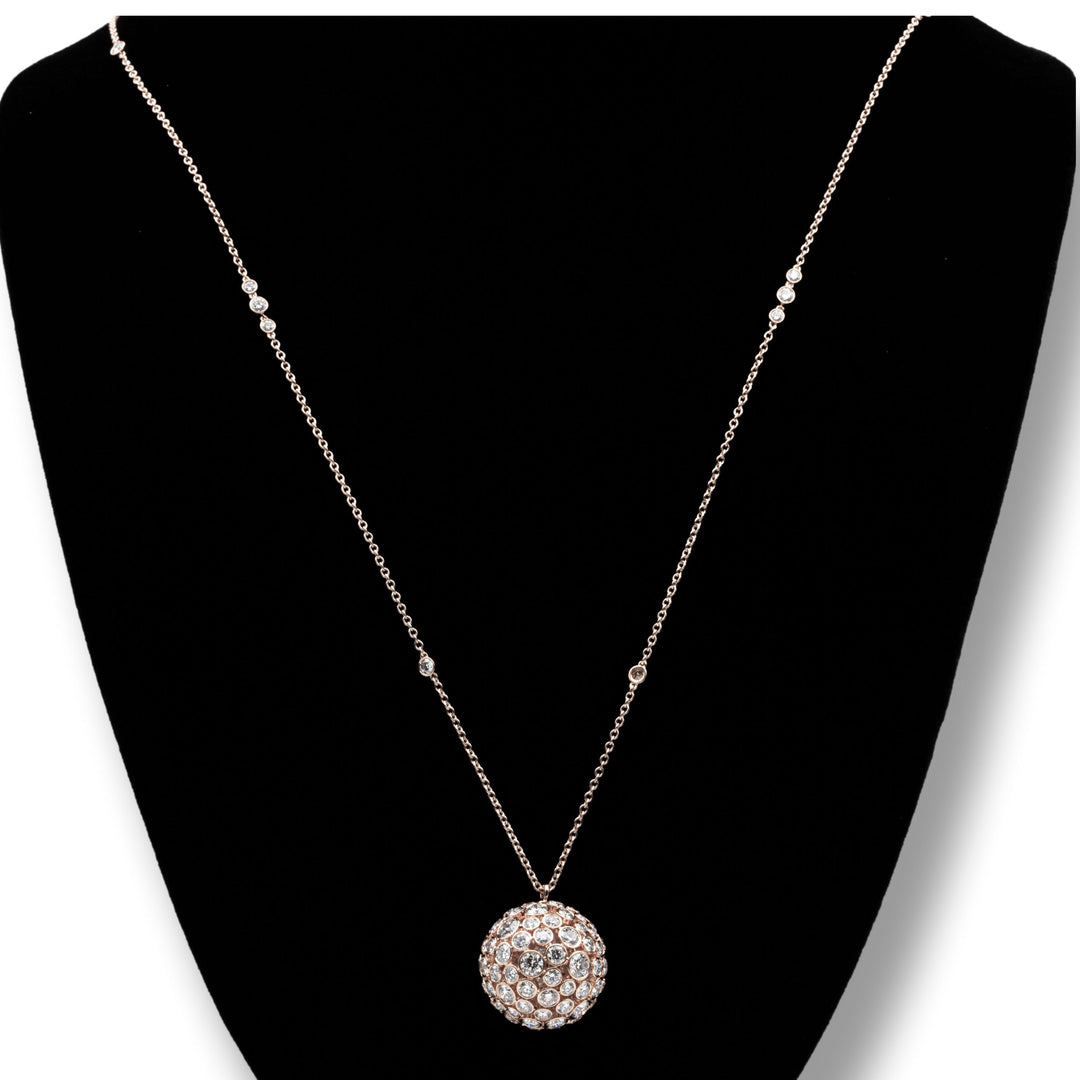 Rare Tiffany & Co. 18 Karat Rose Gold Round Diamond Prism Pendant 24" long