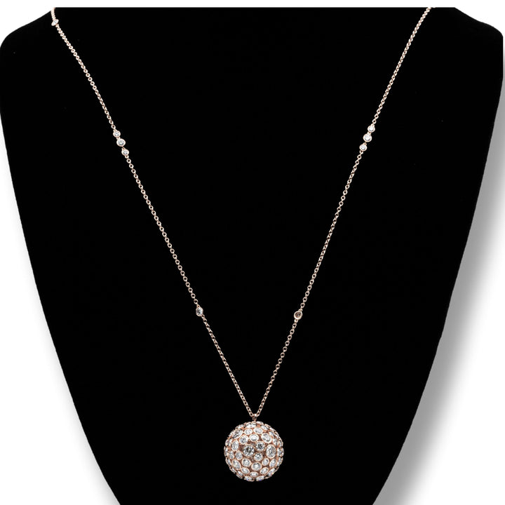 Rare Tiffany & Co. 18 Karat Rose Gold Round Diamond Prism Pendant 24" long