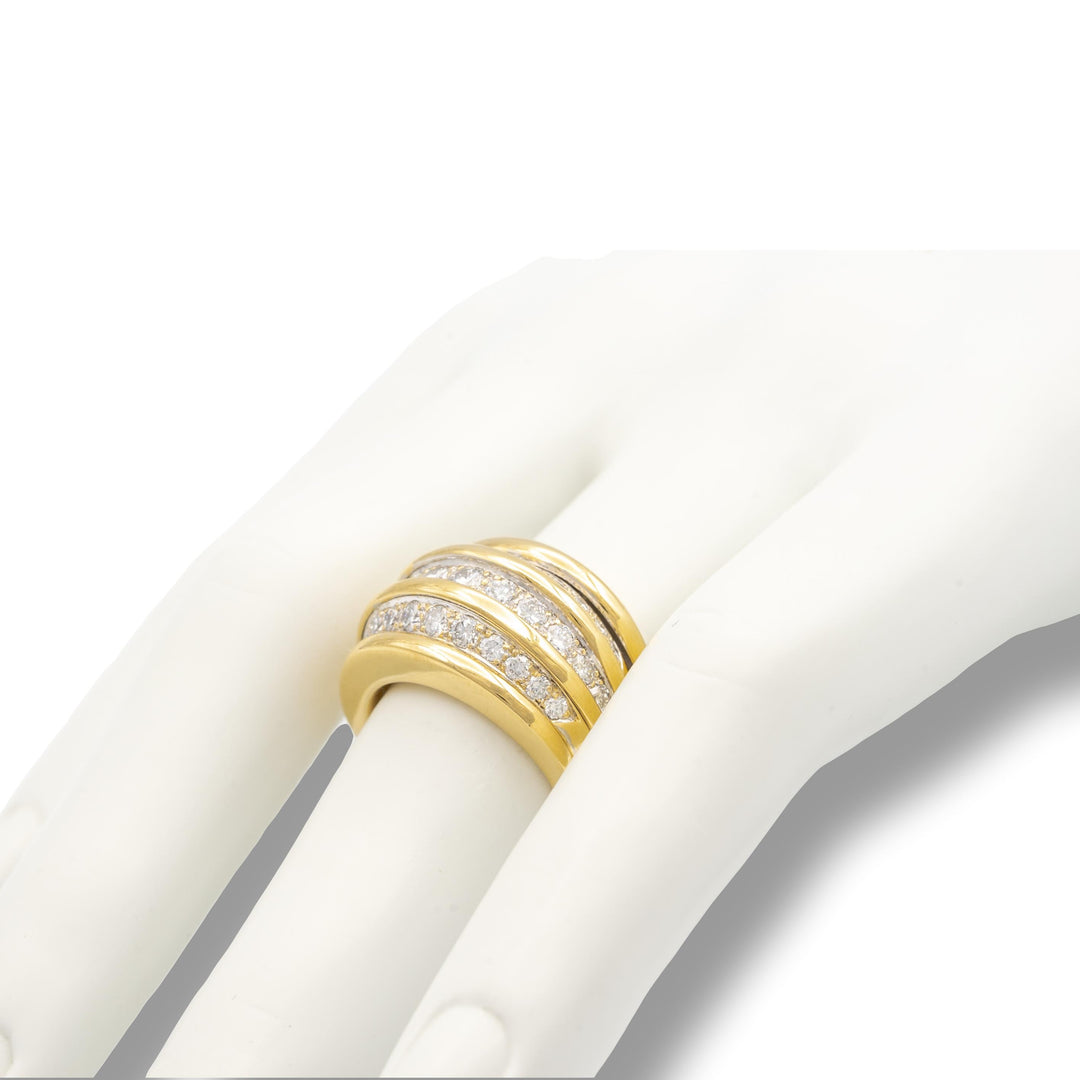 Vintage Van Cleef & Arpels 18K Yellow Gold 1.77 cts Diamond Bombe Ring